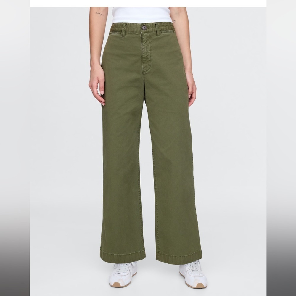 NWT Gap High Rise Stride Ankle Khaki Olive Green - Picture 3 of 11